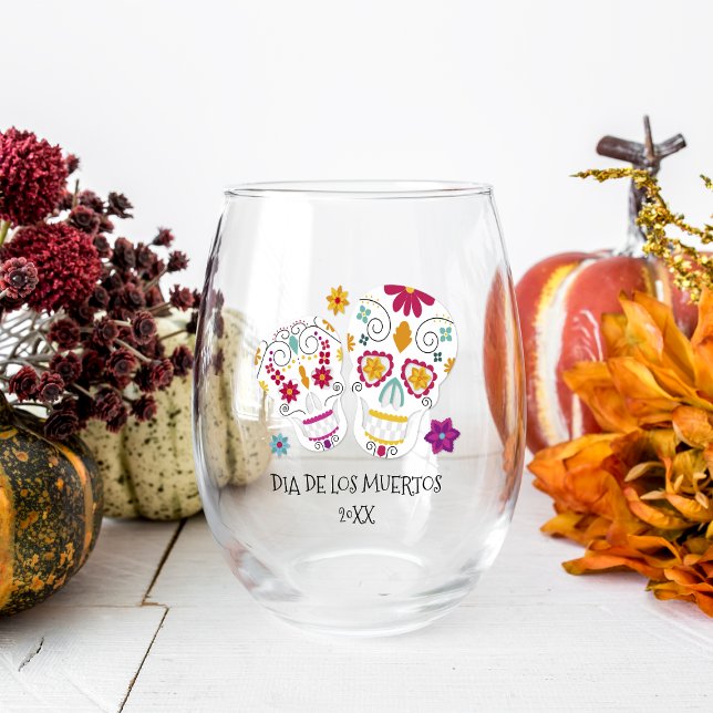 Vaso De Vino Sugar Skull Dia de los Muertos (Subido por el creador)