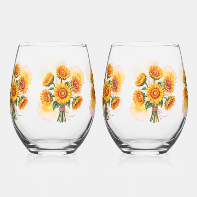 Vaso De Vino Sunflower Celebration Wedding (Anverso)