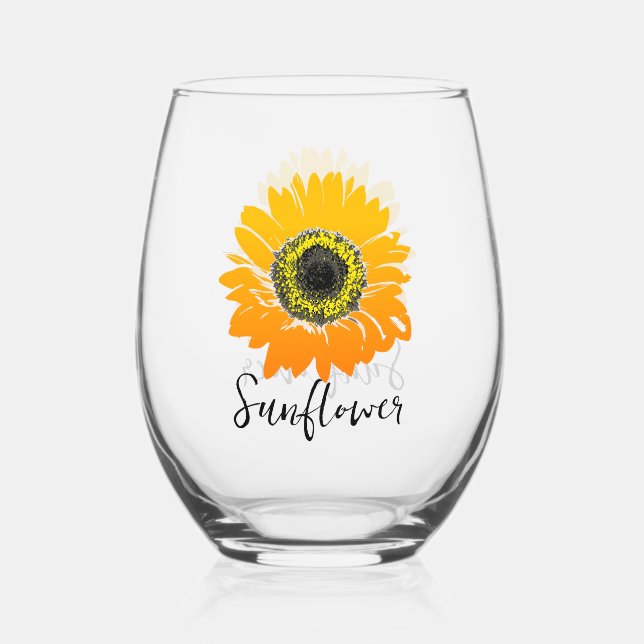 Vaso De Vino Sunflower Design Stemless Wine Glass (Reverso )