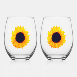 Vaso De Vino Sunflowers Yellow Orange Beautiful Drinkware Set