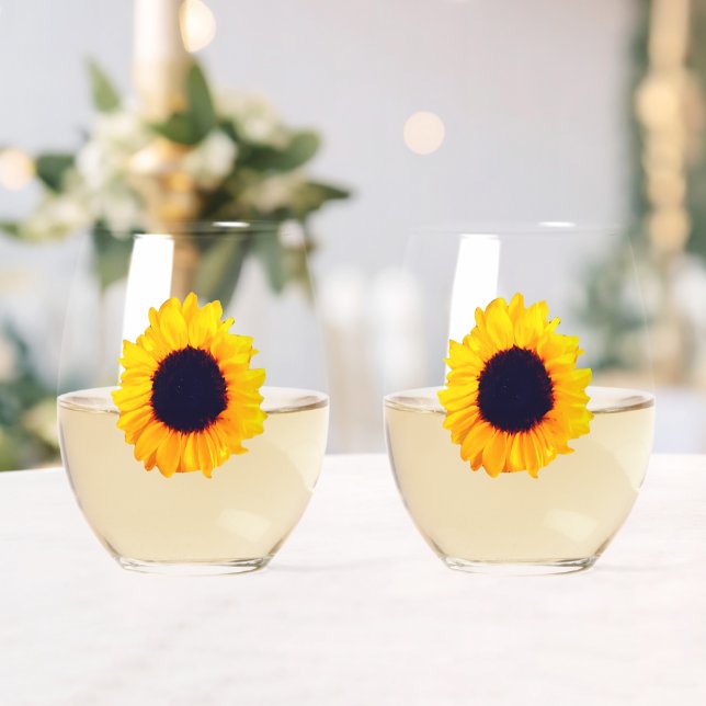 Vaso De Vino Sunflowers Yellow Orange Beautiful Drinkware Set (Insitu (Boda))
