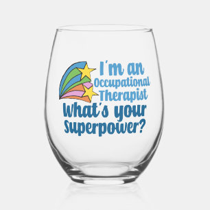 Vaso De Vino Superhéroe terapista ocupacional silencioso