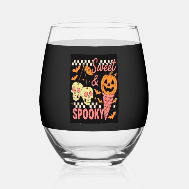 Vaso De Vino Sweet and Spooky Cute Halloween (Anverso)