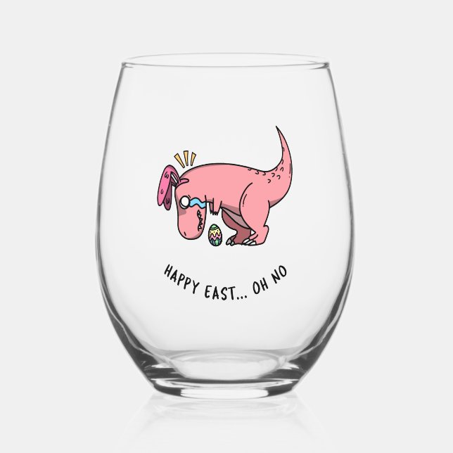 Vaso De Vino T-Rex Easter Struggle Stemless Wine Glass (Anverso)