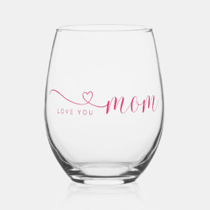 Vaso De Vino "Te amo, mamá" guion rosa elegante