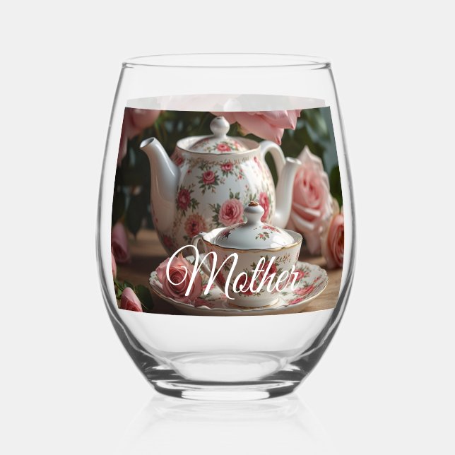 Vaso De Vino Té de Rosa de Col Repollo Rosa (Anverso)