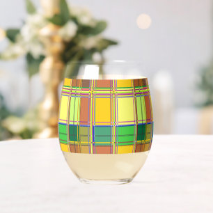 Vaso De Vino Tela Colorida Caribeña Madras Tartán