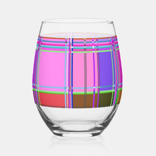 Vaso De Vino Tela de estampado de cuadros rosa Madras