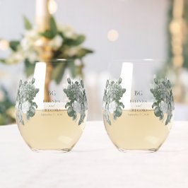 Vaso De Vino Tema Boda del Fiesta del Jardín Verde Botánico Vin