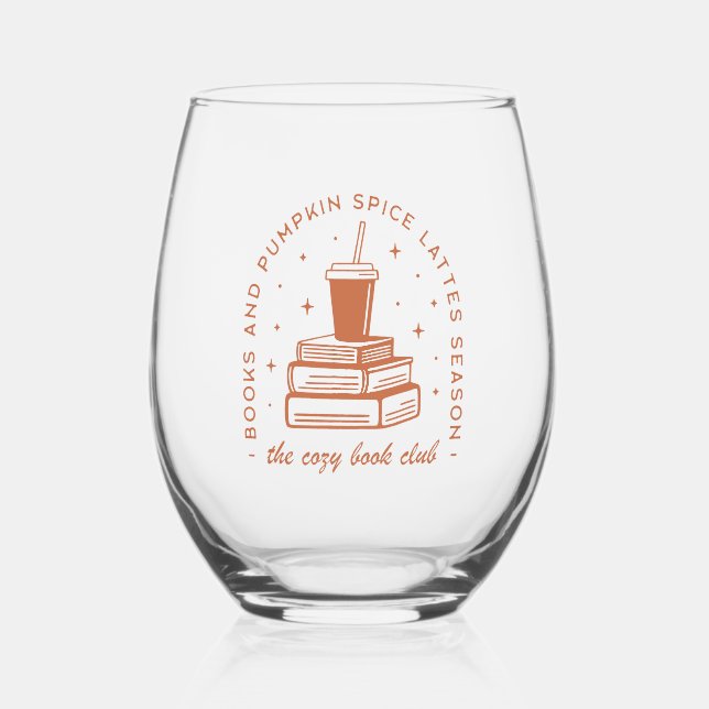 Vaso De Vino Temporada de libros y calabazas (Anverso)