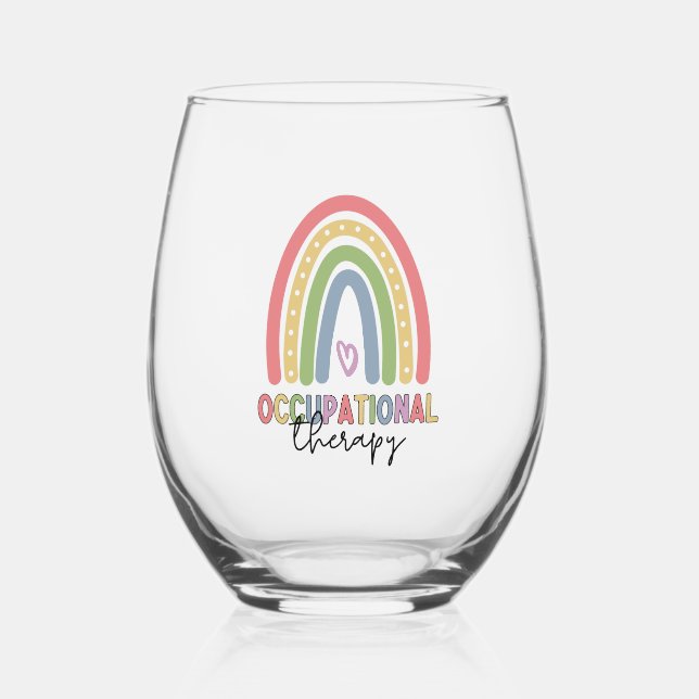 Vaso De Vino Terapia ocupacional al arcoiris terapista (Anverso)