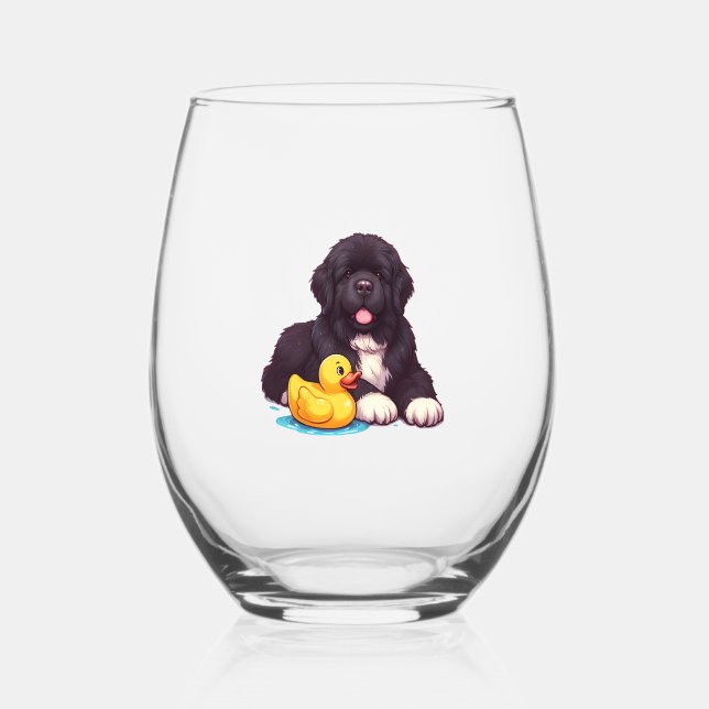 Vaso De Vino Terranova con un pato de caucho (Anverso)