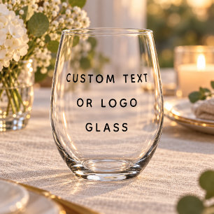 Vaso De Vino Texto Personalizado Minimalista o Logotipo