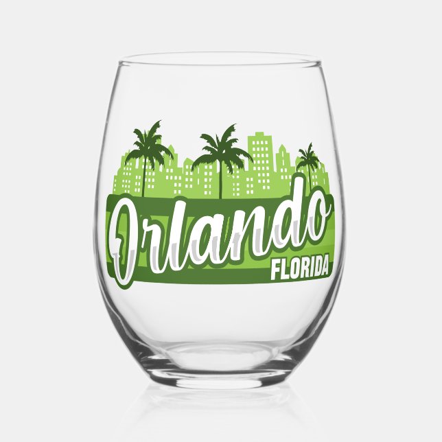 Vaso De Vino Texto personalizado Orlando Florida (Anverso)