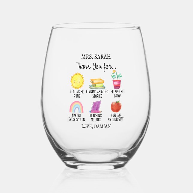 Vaso De Vino Thank You Teacher Appreciation Gift from Students (Anverso)