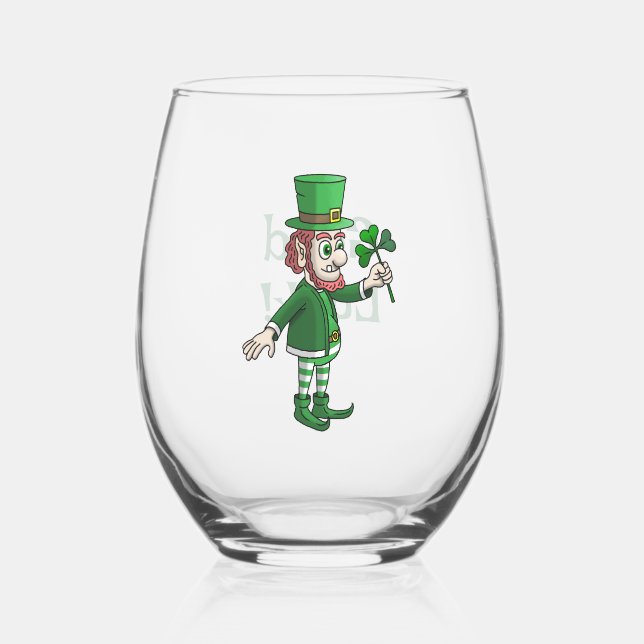 Vaso De Vino The Leprechaun with a shamrock (Anverso)