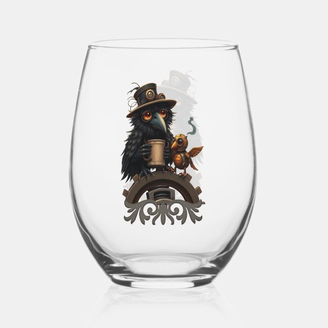 Vaso De Vino The raven powered by Coffee (Anverso)