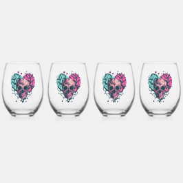 Vaso De Vino Thorny Heart Skull