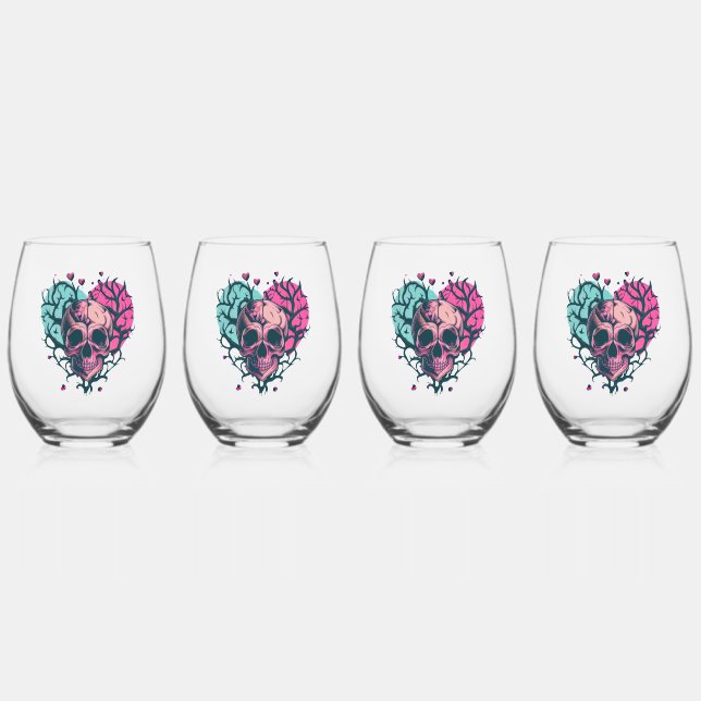 Vaso De Vino Thorny Heart Skull (Anverso)