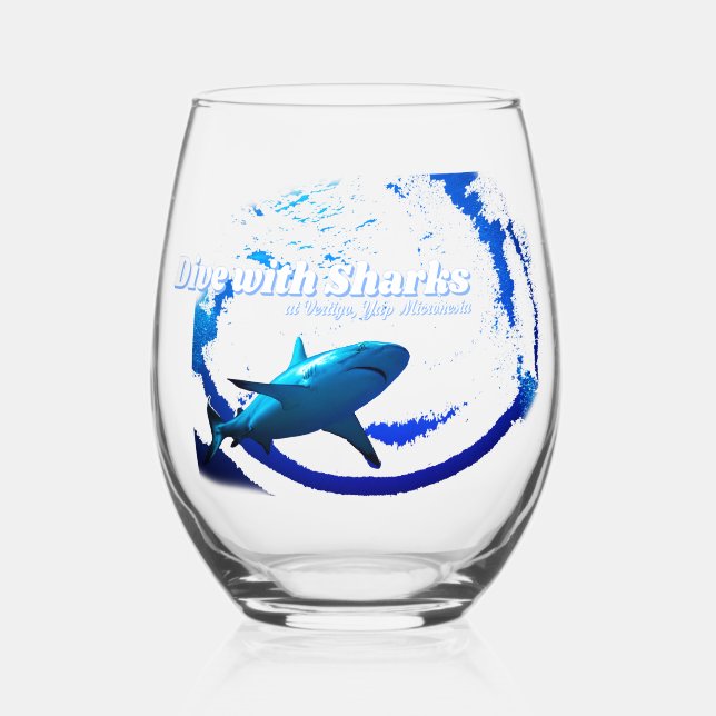 Vaso De Vino Tiburón en la copa de vino (Anverso)