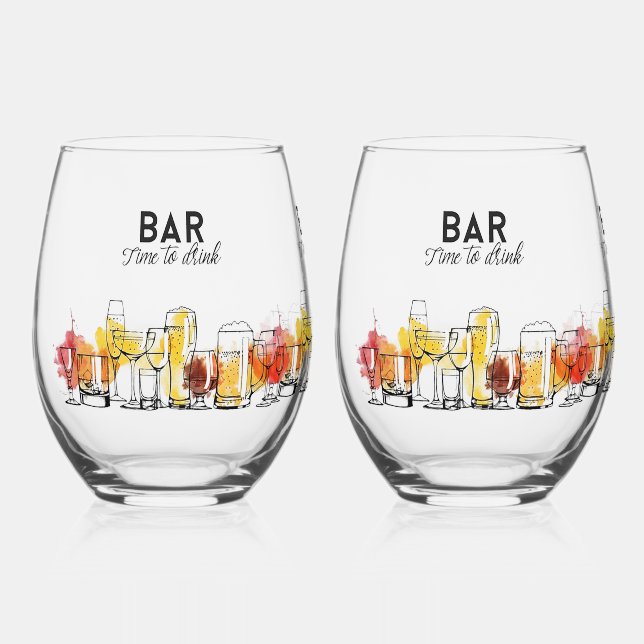 Vaso De Vino Tiempo de tomar el vino sin cáscara de impresión (Anverso)