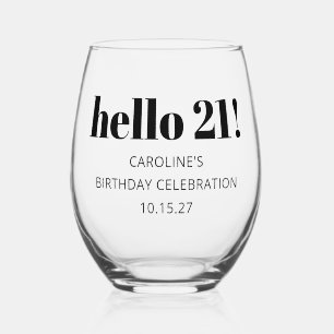 Vaso De Vino Tipografía audaz Personalizado del Fiesta del 21º 