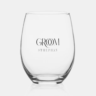 Vaso De Vino Tipografía gris elegante de Groom