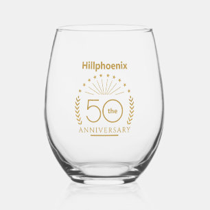 Vaso De Vino Tipografía personalizada de oro para bodas de oro