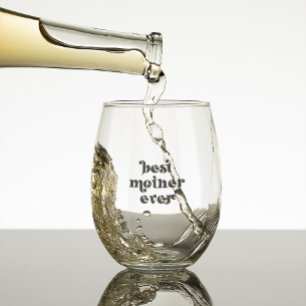 Vaso De Vino Tipografía Retro Negra - La mejor madre de la hist