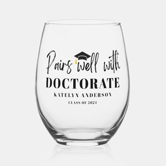 Vaso De Vino Título de Doctorado de Graduación de Nombre Person (Anverso)