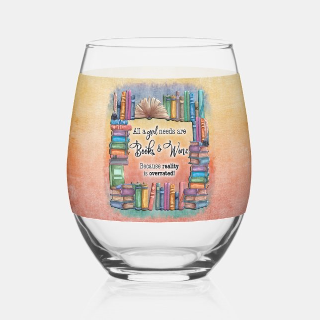 Vaso De Vino Todo Un Chica necesita libros y vino (Anverso)