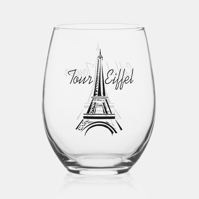 Vaso De Vino Torre Eiffel Diseño Vino sin Estúmulo (Reverso )