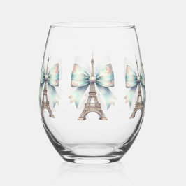 Vaso De Vino Torre Eiffel y Bow