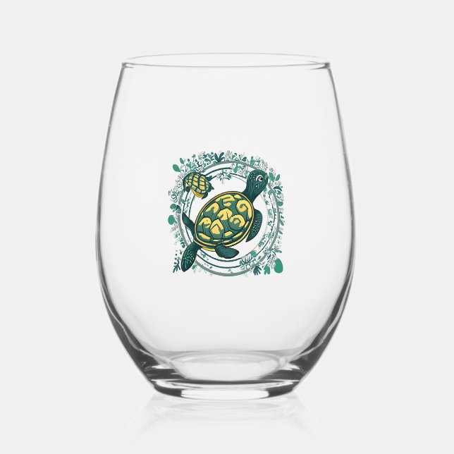 Vaso De Vino Tortuga con bebé (Anverso)