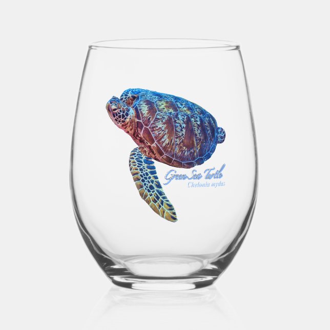 Vaso De Vino Tortuga del Mar Verde (Anverso)