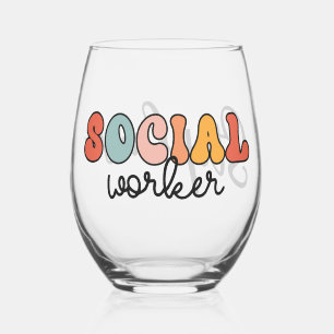 Vaso De Vino Trabajador social retro personalizado