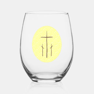 Vaso De Vino Tres cruces en amarillo calvario