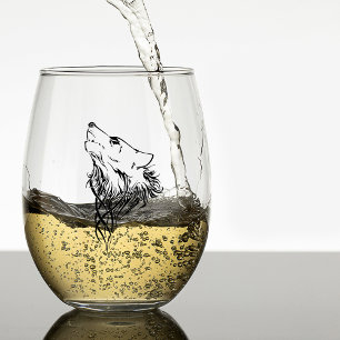 Vaso De Vino Tribal Black Wolf Howl