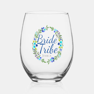 Vaso De Vino Tribu de novias personalizada de floral de coronas
