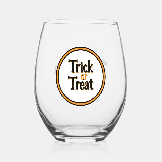 Vaso De Vino Trick or Treat Halloween Personalized Party Favor (Anverso)