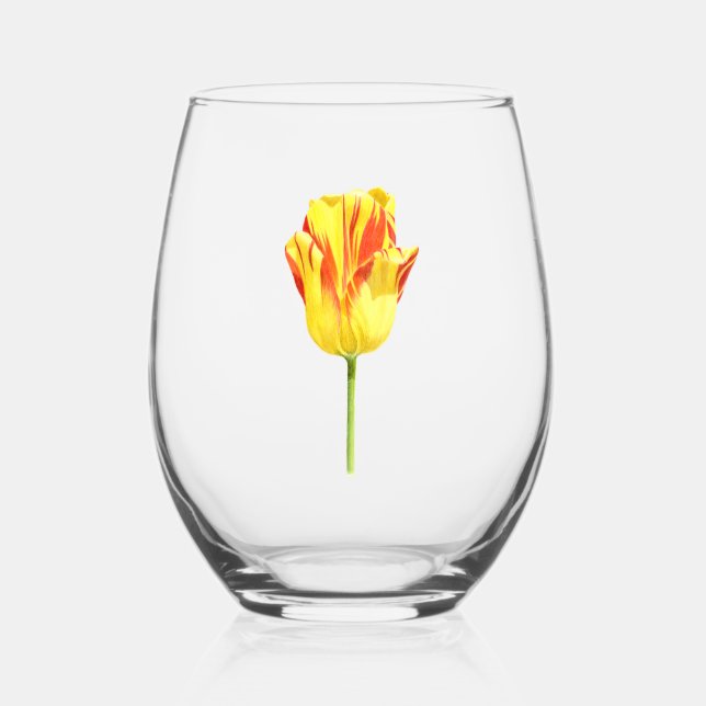 Vaso De Vino Tulipán amarillo y rojo (Reverso )