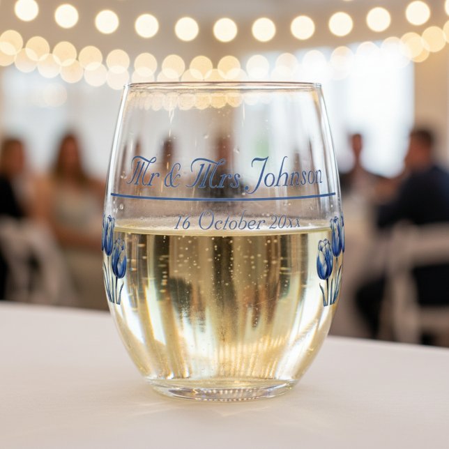 Vaso De Vino Tulipanes en Delft Blue, personalizado (Subido por el creador)