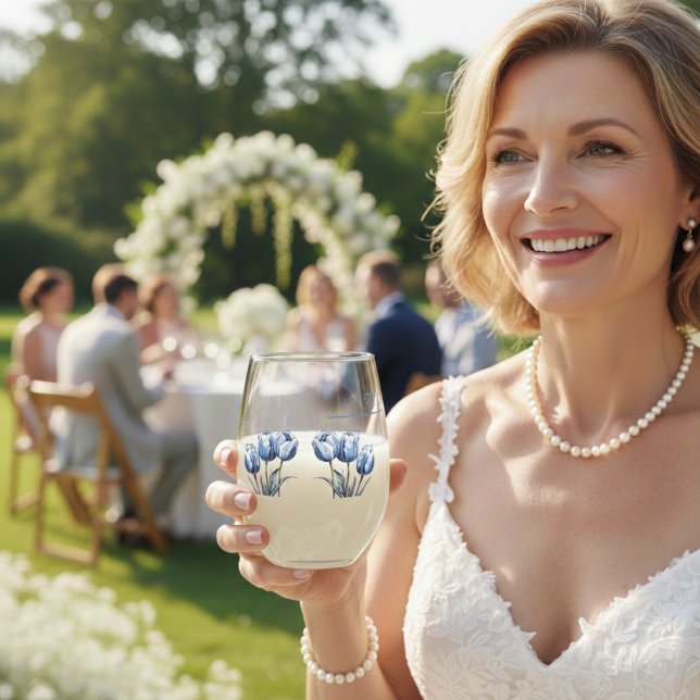 Vaso De Vino Tulipanes en el personalizable azul Delft (Subido por el creador)