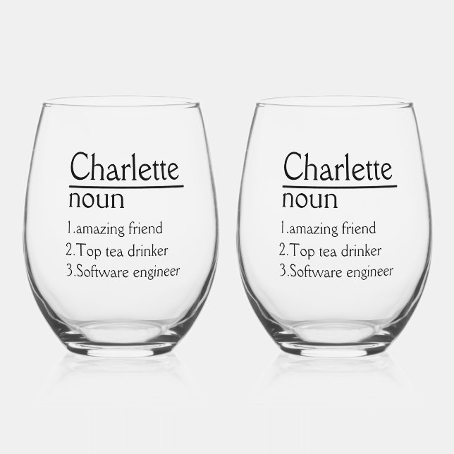 Vaso De Vino Tumblador de definición de nombre personalizado (Anverso)