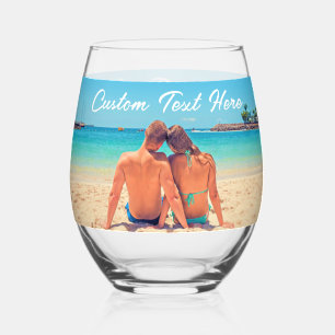 Vaso De Vino Tus fotos favoritas y tu texto Personalizado perso