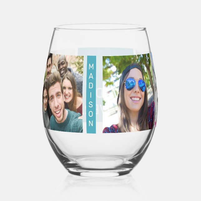 Vaso De Vino TUS FOTOS Y Personalizado Textos (Derecha)