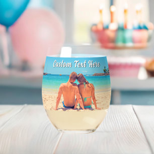 Vaso De Vino Tus fotos y tu texto Personalizado personalizado