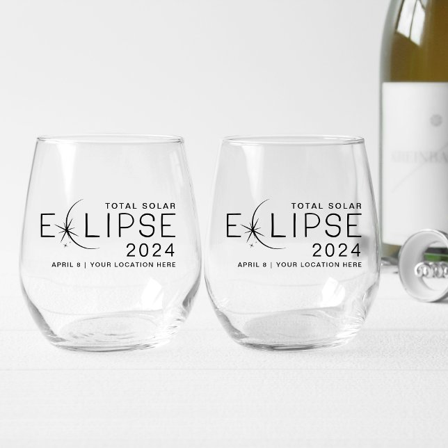 Vaso De Vino Ubicación del Personalizado del eclipse solar 2024 (Subido por el creador)