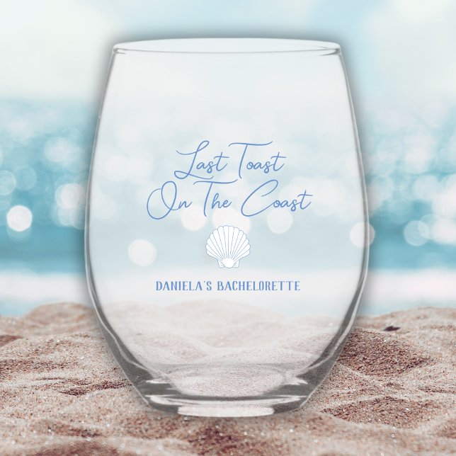 Vaso De Vino Última Tostada En La Bachelorette Personalizada De (last toast on the coast beach bachelorette wine glass shell ocean)