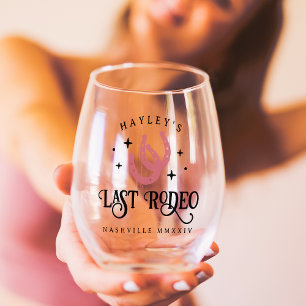 Vaso De Vino Último Rodeo Herraduras Rosas Despedida de Soltera
